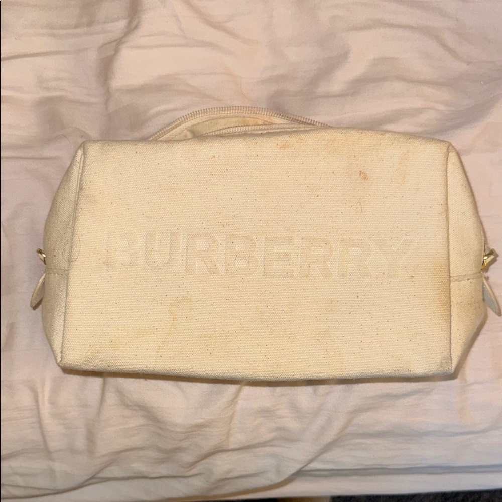 Burberry Off-White Canvas Pouch